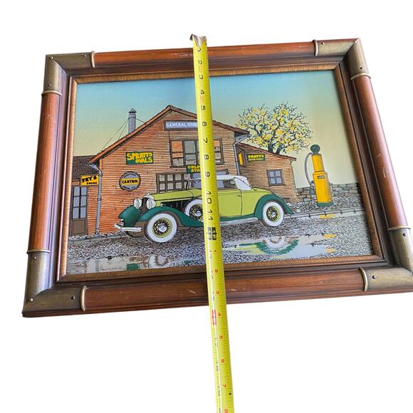 H. Hargrove Serigraph Oil Painting on Canvas Antique Car, General Store – Framed - Picture 3 of 16